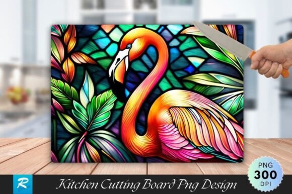 Download Stained Glass Flamingo Bird Cutting Boar - Premium Resources