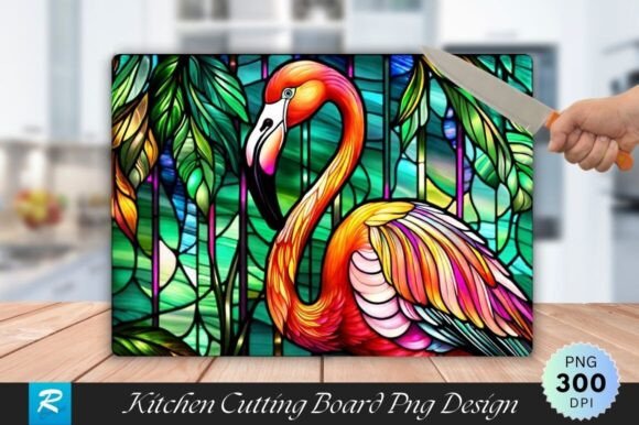 Download Stained Glass Flamingo Bird Cutting Boar - Premium Resources
