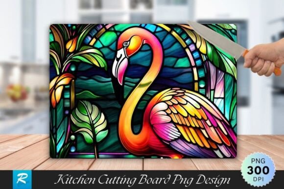 Download Stained Glass Flamingo Bird Cutting Boar - Premium Resources